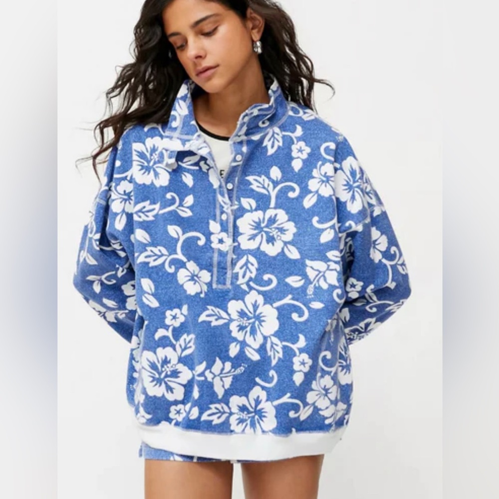 Urban Outfitters Blue Floral Sweatshirt